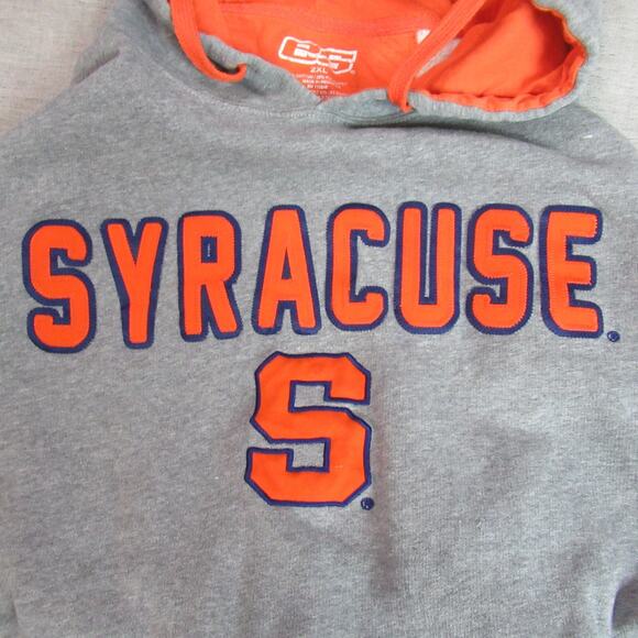 Syracuse Hoodie Mens 2XL Gray Sweatshirt Sports Orange Football Logo Grunge e5 - Picture 3 of 11
